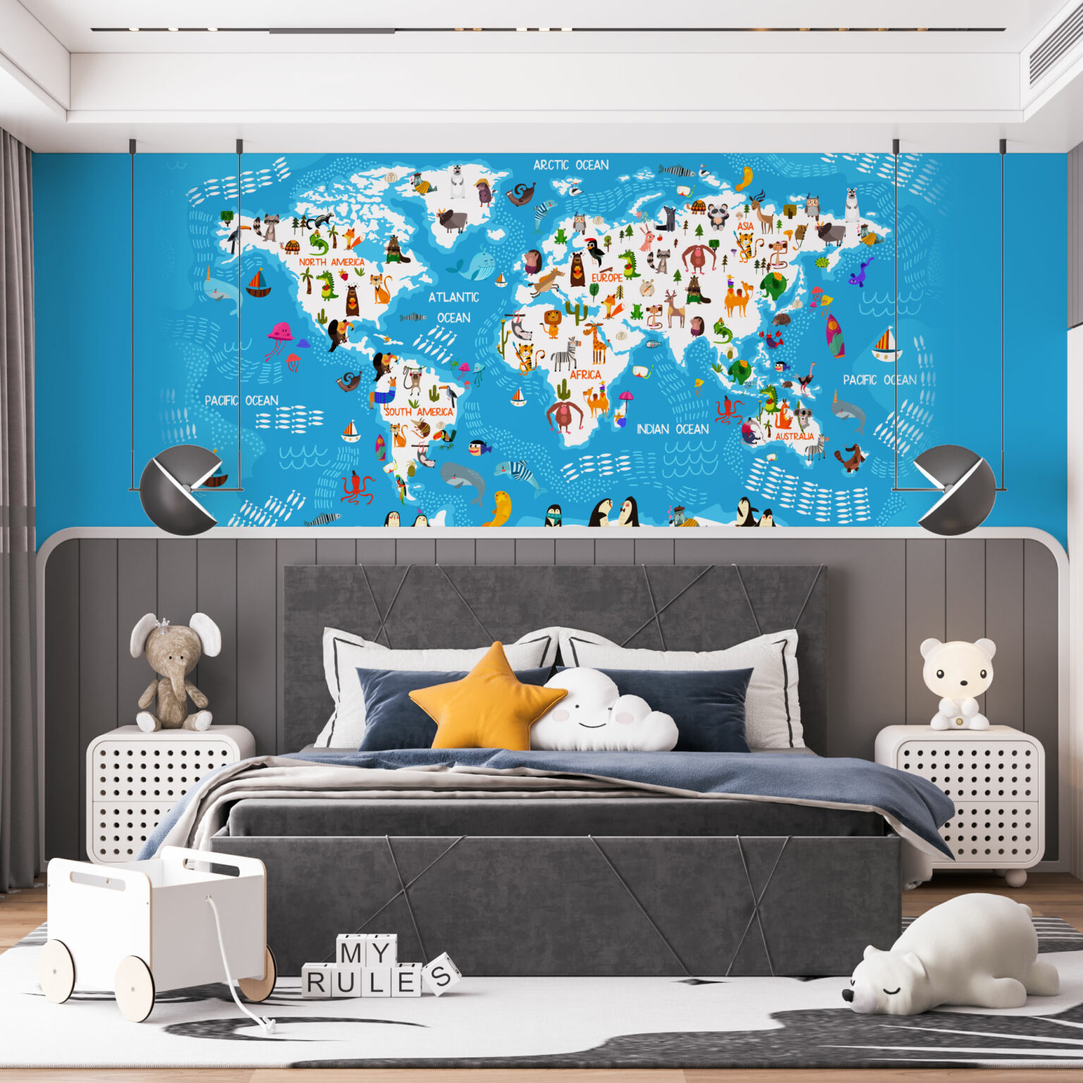 Animal World Map Wallpaper - Lovecoco