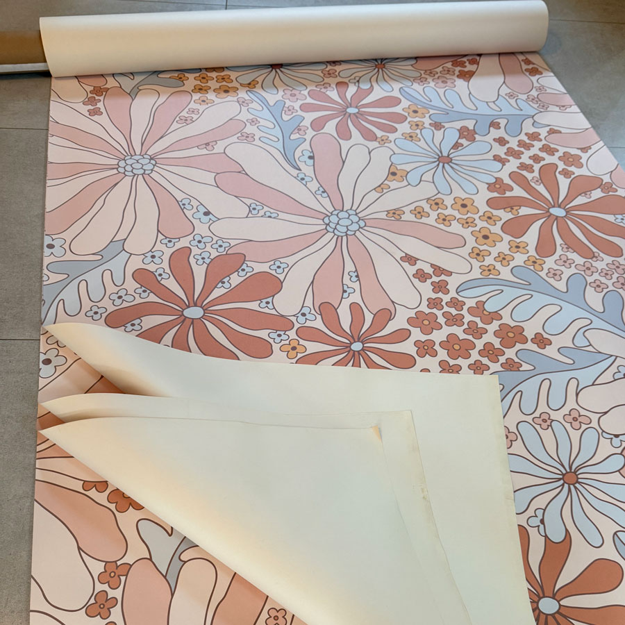 Groovy Blooms Wallpaper: 4 panels
